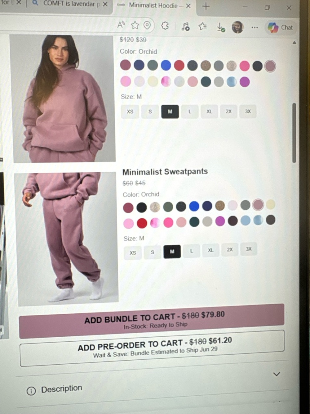 Comfrt Orchid Minimalist Hoodie and Sweatpants Set